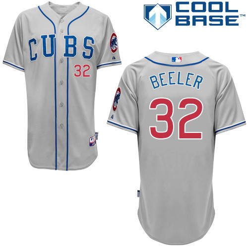 Chicago Cubs 32# Beeler Grey Authentic Personalized Road cool Jersey-2