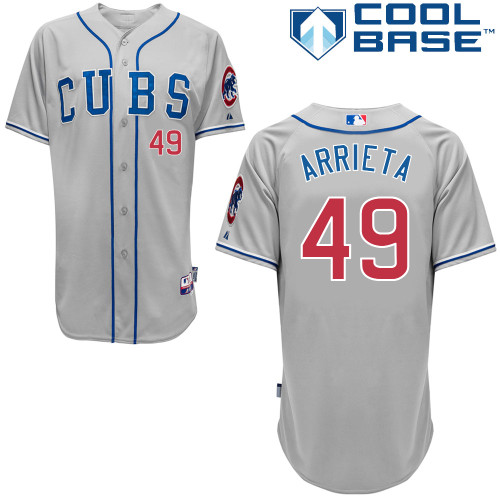 Chicago Cubs 49 #Arrieta Grey Authentic Personalized Road cool Jersey-2