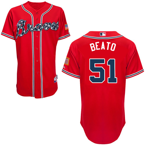 Atlanta Braves #51 Beato Red Authentic Personalized Alternate Jersey
