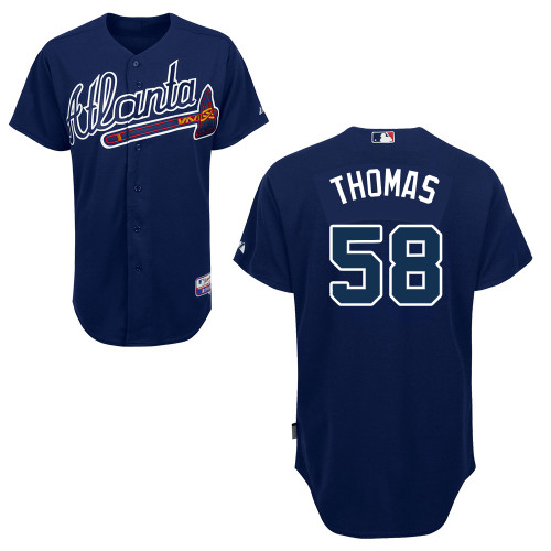 Atlanta Braves #58 Thomas Blue Authentic Personalized Alternate Road Jersey