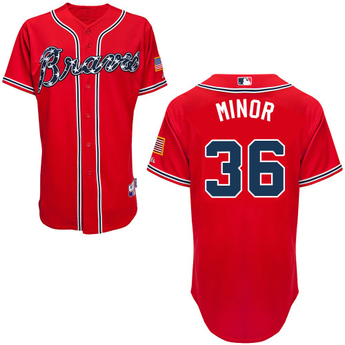 Atlanta Braves #36 Minor Gonzalez Red Authentic Personalized Alternate Jersey