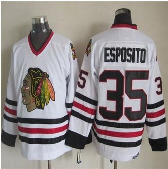 Chicago Blackhawks #35 Tony Esposito White CCM Throwback Stitched NHL jersey Chicago Blackhawks #35 Tony Esposito White CCM Throwback Stitched NHL jersey