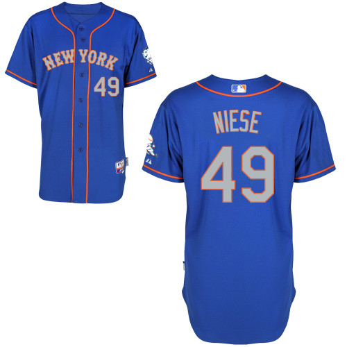 New York Mets #49 Niese jr Blue Authentic Personalized Alternate Road Jersey
