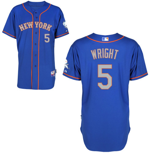 New York Mets #5 Wright  Blue Authentic Personalized Alternate Road Jersey