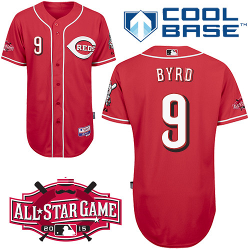Cincinnati Reds #9 Byrd Authentic Personalized Alternate red Jersey w2015 All-Star Patch Cincinnati Reds #9 Byrd Authentic Personalized Alternate red Jersey w2015 All-Star Patch