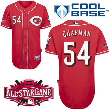 Cincinnati Reds #54 Chapman Authentic Personalized Alternate red Jersey w2015 All-Star Patch