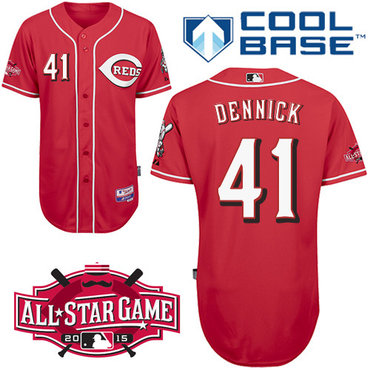 Cincinnati Reds #41 Dennick Authentic Personalized Alternate red Jersey w2015 All-Star Patch