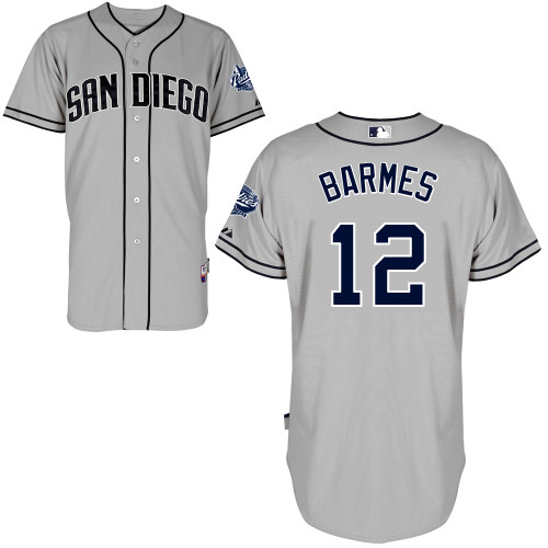 San Diego Padres #12Clint Barmes Authentic Personalized Road Gray Jersey