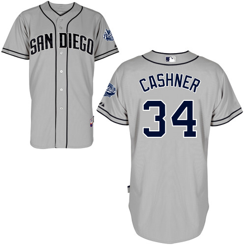 San Diego Padres #34Andrew  Cashner Authentic Personalized Road Gray Jersey