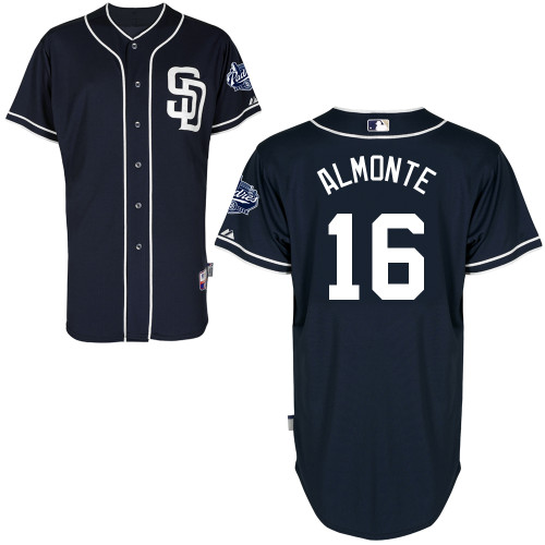 San Diego Padres #16Abraham Almonte Authentic Personalized Alternate Blue Jersey