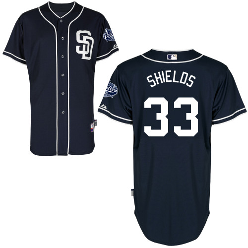 San Diego Padres #33James Shields Authentic Personalized Alternate Blue Jersey