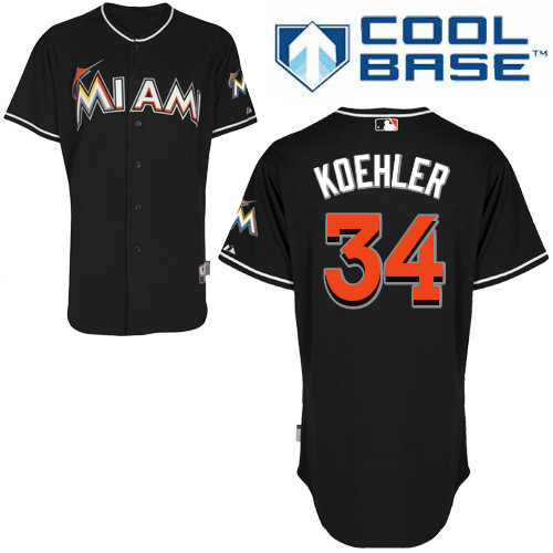 Miami Marlins #34Tom Koehler Authentic Alternate Black Jersey