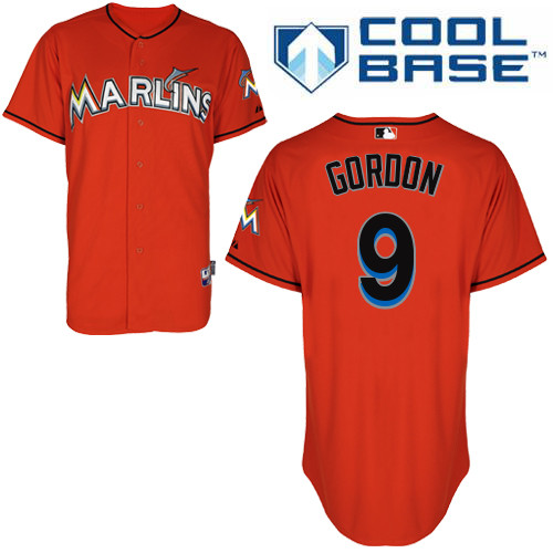 Miami Marlins #9Dee Gordon 2015 Cool Base Giancarlo Stanton Alternate red Jersey