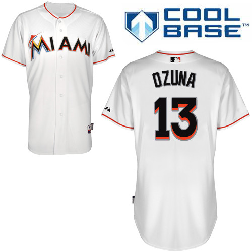 Miami Marlins #13 Marcell Ozuna Authentic Personalized Home White Jersey