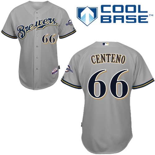 Milwaukee Brewers #66Juan Centeno Authentic Personalized Road Gray Jersey