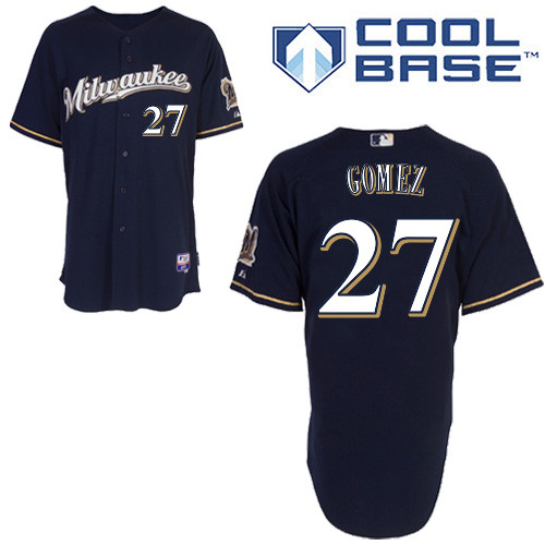 Milwaukee #27 Carlos Gomez Brewers Authentic Personalized Alternate Road Blue Jersey