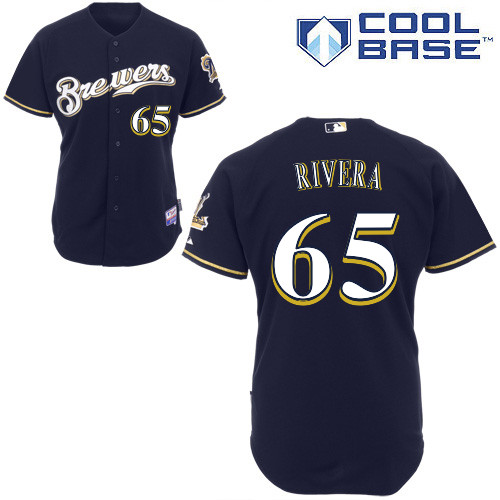 Milwaukee Brewers #65Yadiel  Rivera Authentic Personalized Alternate Blue Jersey
