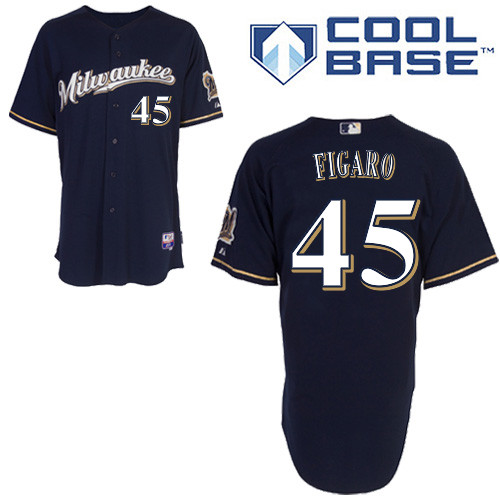 Milwaukee #45Alfredo FigaroBrewers Authentic Personalized Alternate Road Blue Jersey