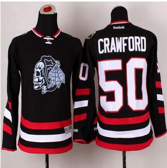 Youth Chicago Blackhawks #50 Corey Crawford Black(White Skull) 2014 Stadium Series Stitched NHL Jersey Youth Chicago Blackhawks #50 Corey Crawford Black(White Skull) 2014 Stadium Series Stitched NHL Jersey
