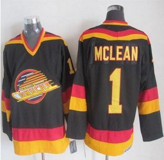 Vancouver Canucks #1 Kirk Mclean Black Gold CCM Throwback Stitched NHL Jersey Vancouver Canucks #1 Kirk Mclean Black Gold CCM Throwback Stitched NHL Jersey