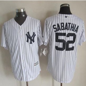 New York Yankees #52 C.C. Sabathia New White Strip Cool Base Stitched Baseball Jersey New York Yankees #52 C.C. Sabathia New White Strip Cool Base Stitched Baseball Jersey