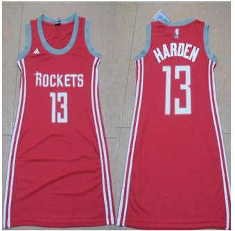 Women Houston Rockets #13 James Harden Red Dress Stitched NBA Jersey