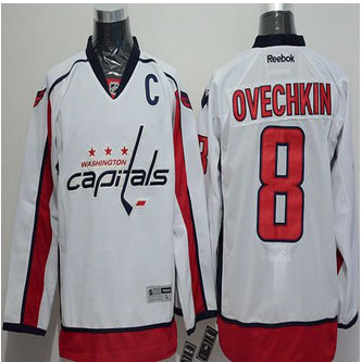 Washington Capitals #8 Alex Ovechkin White Stitched NHL Jersey Washington Capitals #8 Alex Ovechkin White Stitched NHL Jersey