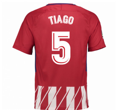 2017-18 Atletico Madrid Tiago Mendes 5 Home Football Shirt