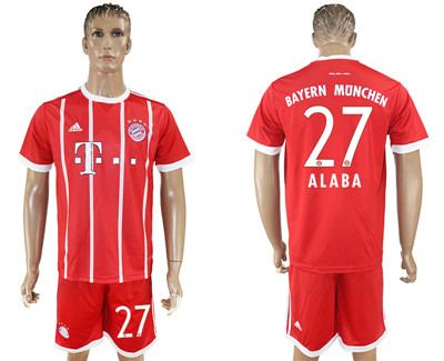 2017-18 Bayern Munich 27 ALABA Home Soccer Jersey 2017-18 Bayern Munich 27 ALABA Home Soccer Jersey