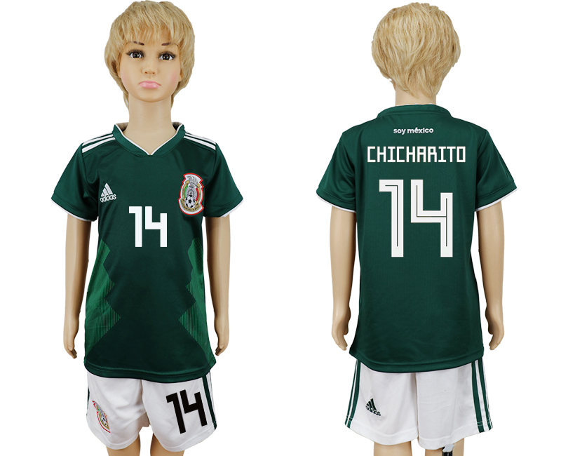 2018 World Cup Kid Mexico #14 Chicharito Home Soccer Country Jersey