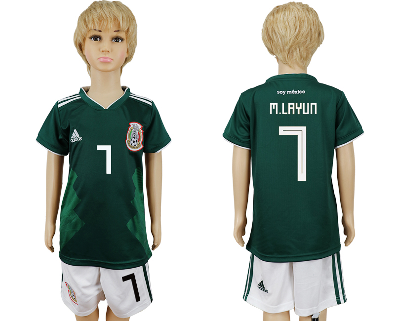 2018 World Cup Kid Mexico #7 M.Layun Home Soccer Country Jersey 2018 World Cup Kid Mexico #7 M.Layun Home Soccer Country Jersey