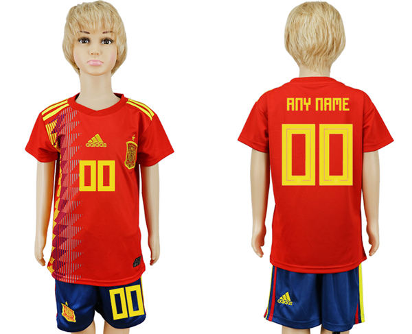 2018 World Cup Kid Spain Home Customized Soccer Country Jersey