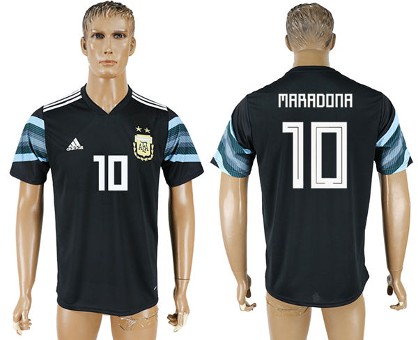 2018 World Cup Men Argentina #10 Maradona Away Black Soccer Country Jersey 2018 World Cup Men Argentina #10 Maradona Away Black Soccer Country Jersey