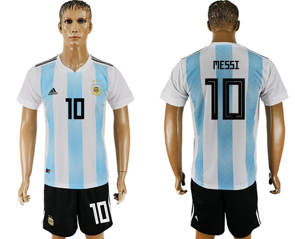 2018 World Cup Men Argentina #10 Messi Away Soccer Country Jersey