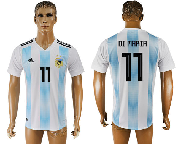 2018 World Cup Men Argentina #11 Di Maria Away Soccer Country Jersey