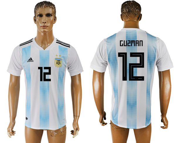 2018 World Cup Men Argentina #12 Guzman Away Soccer Country Jersey
