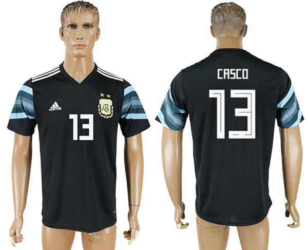 2018 World Cup Men Argentina #13 Casco Away Black Soccer Country Jersey