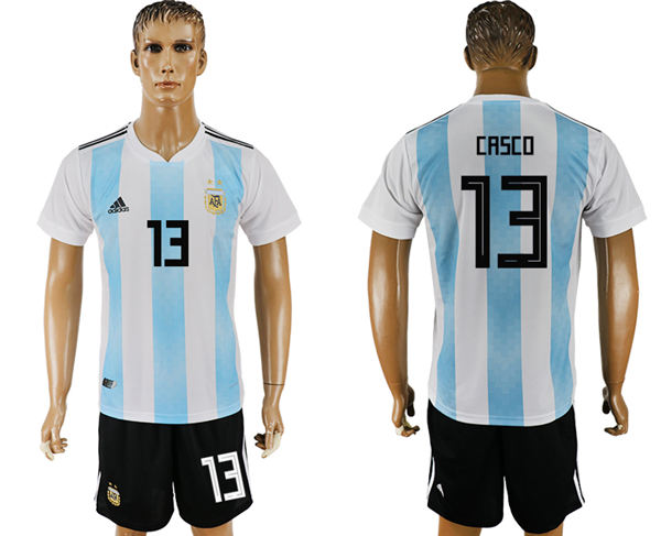 2018 World Cup Men Argentina #13 Casco Away Soccer Country Jersey