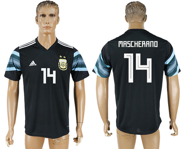 2018 World Cup Men Argentina #14 Mascherano Away Black Soccer Country Jersey 2018 World Cup Men Argentina #14 Mascherano Away Black Soccer Country Jersey
