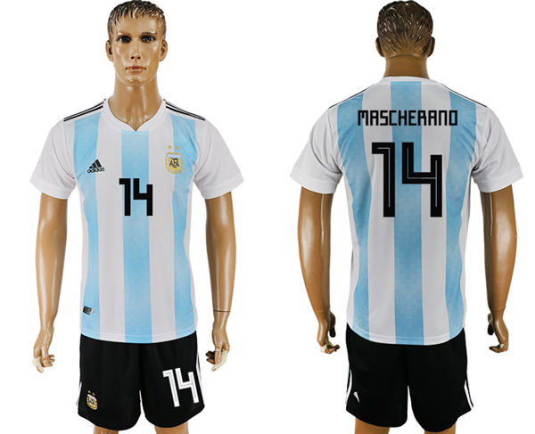 2018 World Cup Men Argentina #14 Mascherano Away Soccer Country Jersey