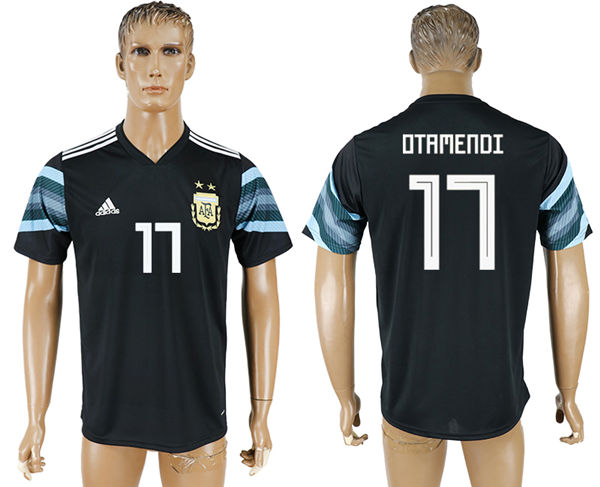 2018 World Cup Men Argentina #17 Otamemdi Away Black Soccer Country Jersey 2018 World Cup Men Argentina #17 Otamemdi Away Black Soccer Country Jersey