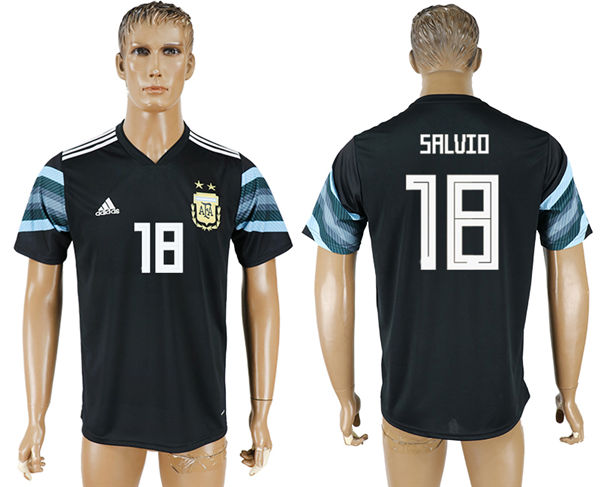 2018 World Cup Men Argentina #18 Salvio Away Black Soccer Country Jersey