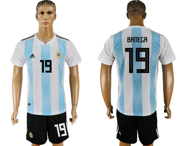2018 World Cup Men Argentina #19 Banega Away Soccer Country Jersey