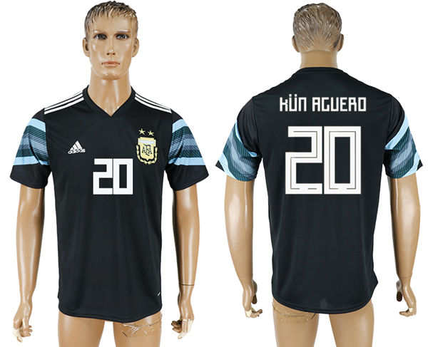 2018 World Cup Men Argentina #20 Kun Aguero Away Black Soccer Country Jersey 2018 World Cup Men Argentina #20 Kun Aguero Away Black Soccer Country Jersey