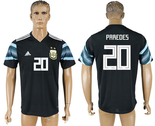 2018 World Cup Men Argentina #20 Paredes Away Black Soccer Country Jersey 2018 World Cup Men Argentina #20 Paredes Away Black Soccer Country Jersey
