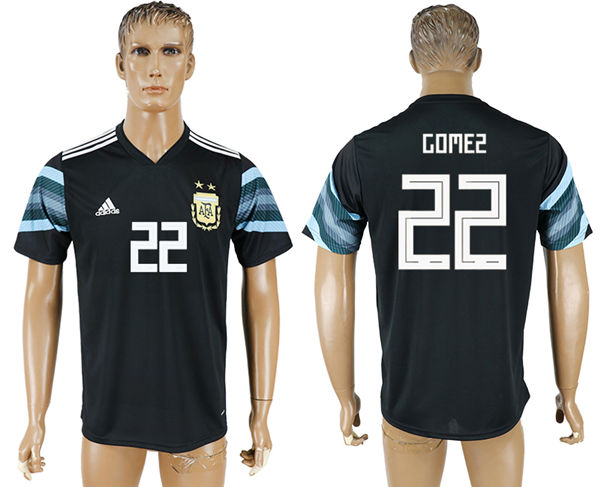 2018 World Cup Men Argentina #22 Gomez Away Black Soccer Country Jersey