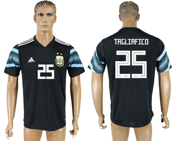 2018 World Cup Men Argentina #25 Tagliafico Away Black Soccer Country Jersey 2018 World Cup Men Argentina #25 Tagliafico Away Black Soccer Country Jersey
