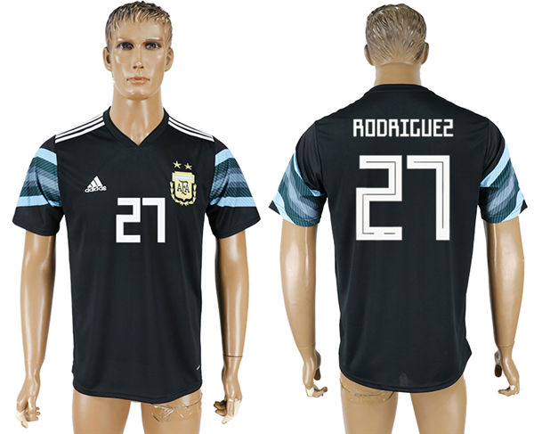 2018 World Cup Men Argentina #27 Rodriguez Away Black Soccer Country Jersey 2018 World Cup Men Argentina #27 Rodriguez Away Black Soccer Country Jersey