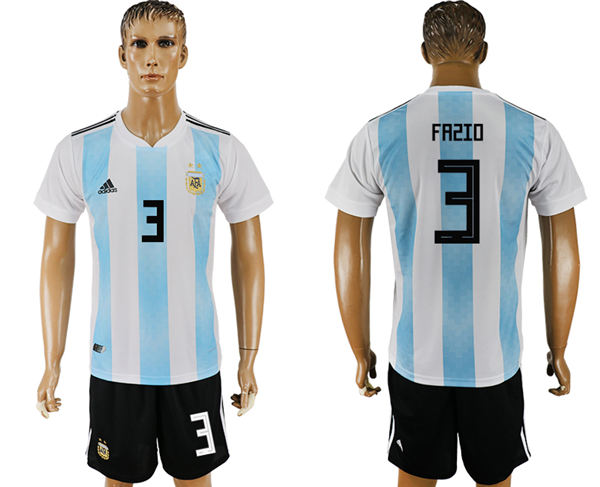 2018 World Cup Men Argentina #3 Fazio Away Soccer Country Jersey
