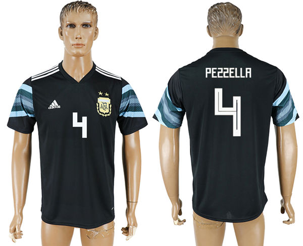 2018 World Cup Men Argentina #4 Pezzella Away Black Soccer Country Jersey 2018 World Cup Men Argentina #4 Pezzella Away Black Soccer Country Jersey